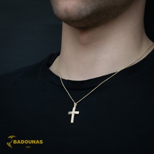 Αντρικός σταυρός Κίτρινος και λευκός χρυσός Κ14 Κωδικός 002696