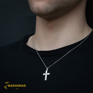 Αντρικός σταυρός Λευκός χρυσός Κ14 Κωδικός 002706
