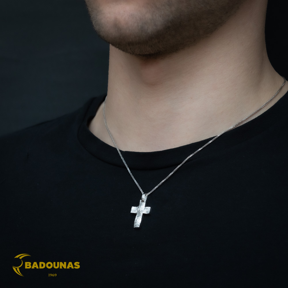 Αντρικός σταυρός Λευκός χρυσός K14 Aneli collection Κωδικός 002883