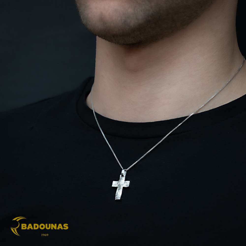 Αντρικός σταυρός Λευκός χρυσός K14 Aneli collection Κωδικός 002883