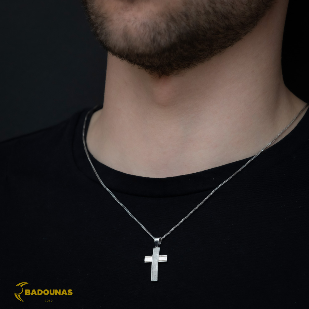 Αντρικός σταυρός Λευκός χρυσός K14 Aneli collection Κωδικός 003160