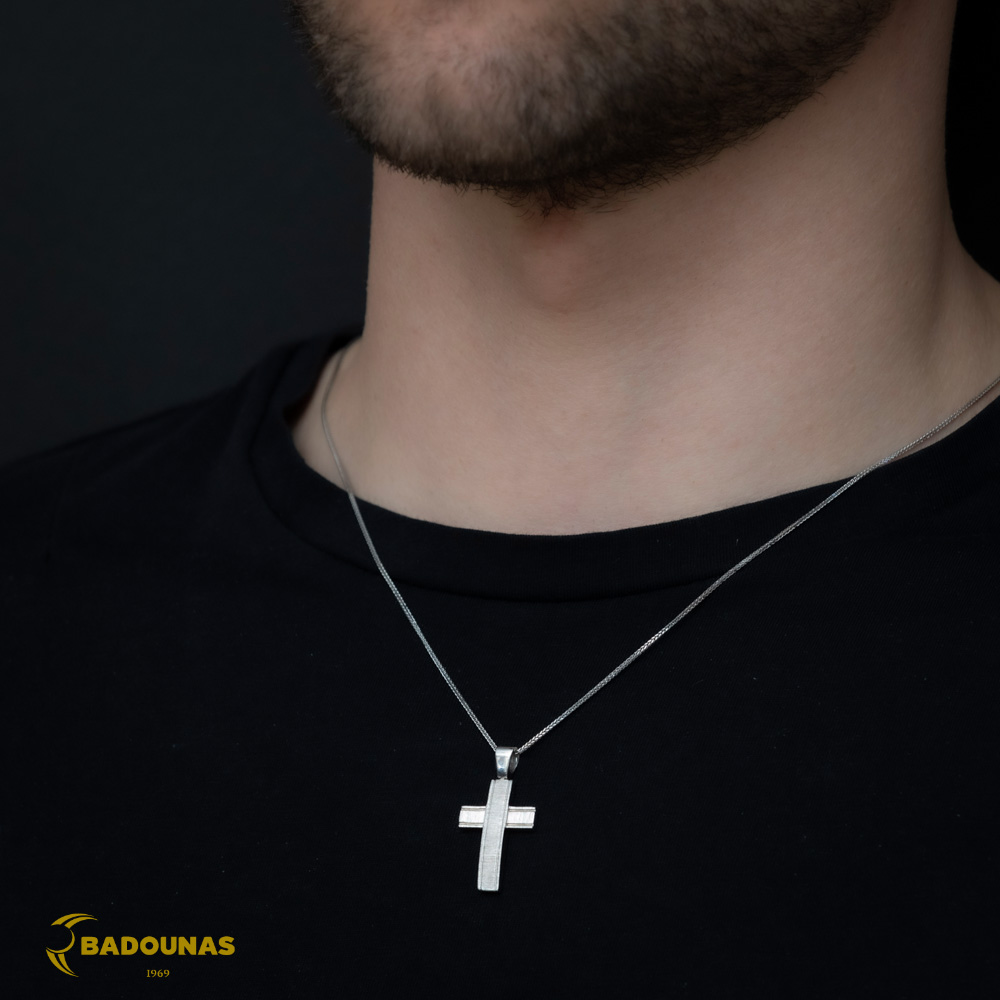 Αντρικός σταυρός Λευκός χρυσός K14 Aneli collection Κωδικός 003160
