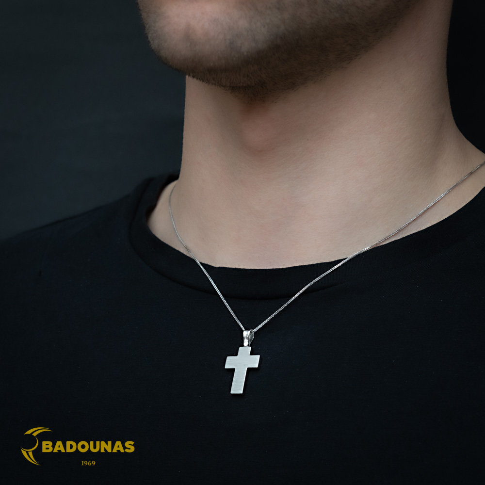 Αντρικός σταυρός Λευκός χρυσός Κ14 Κωδικός 004018