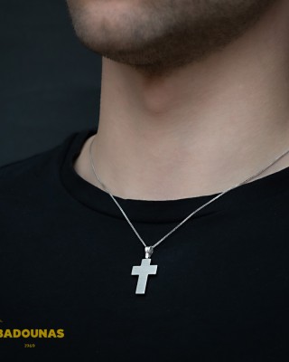 Αντρικός σταυρός Λευκός χρυσός Κ14 Κωδικός 004018