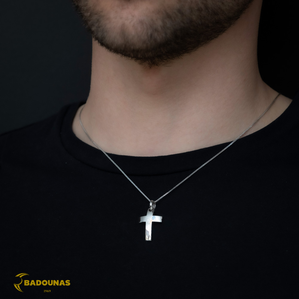 Αντρικός σταυρός Λευκός χρυσός Κ14 Κωδικός 004148