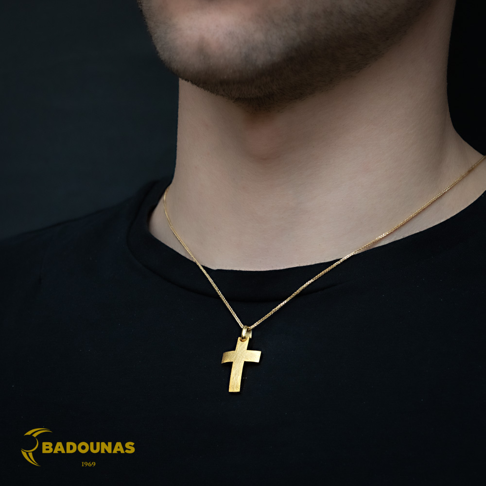 Αντρικός σταυρός Κίτρινος χρυσός K14 Aneli collection Κωδικός 005125