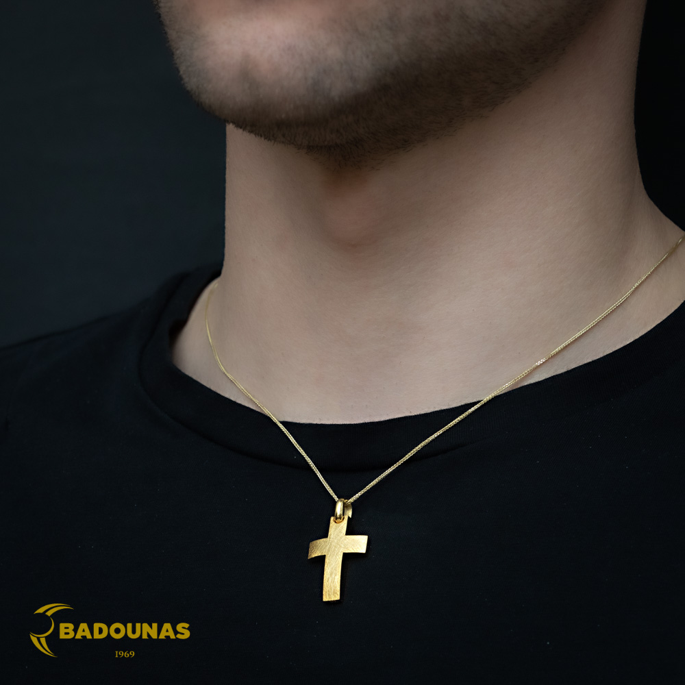 Αντρικός σταυρός Κίτρινος χρυσός K14 Aneli collection Κωδικός 005125