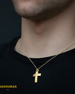 Αντρικός σταυρός Κίτρινος χρυσός K14 Aneli collection Κωδικός 005125