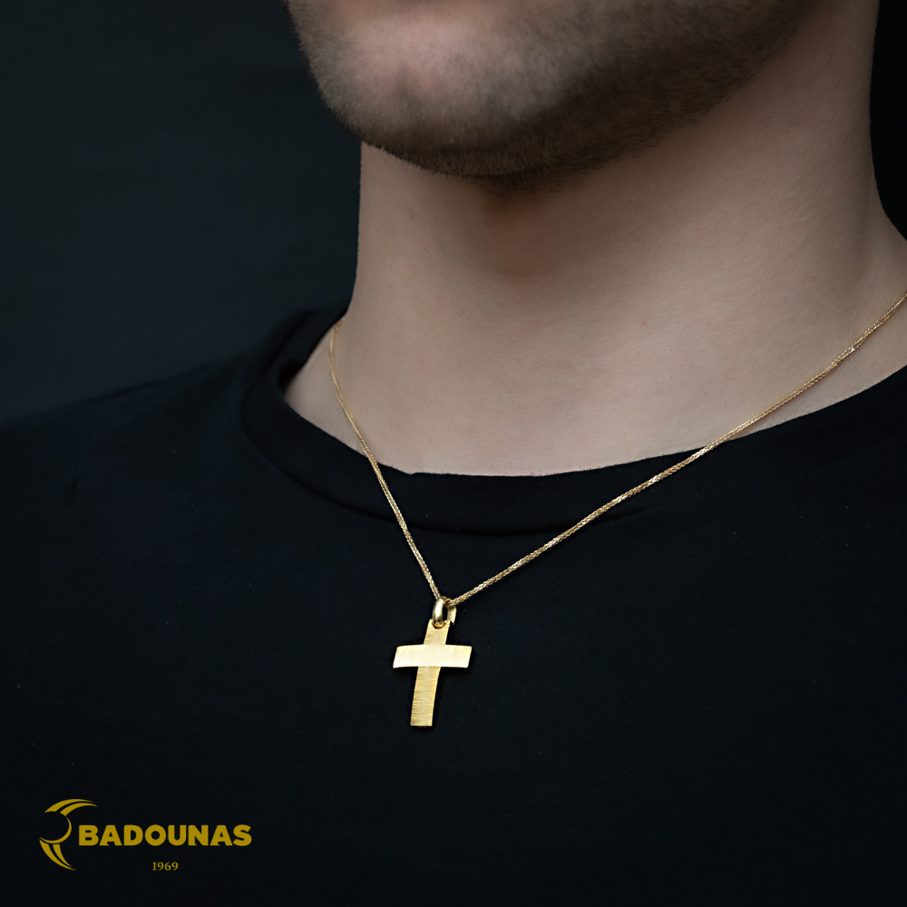 Αντρικός σταυρός Κίτρινος χρυσός K14 Aneli collection Κωδικός 005126 