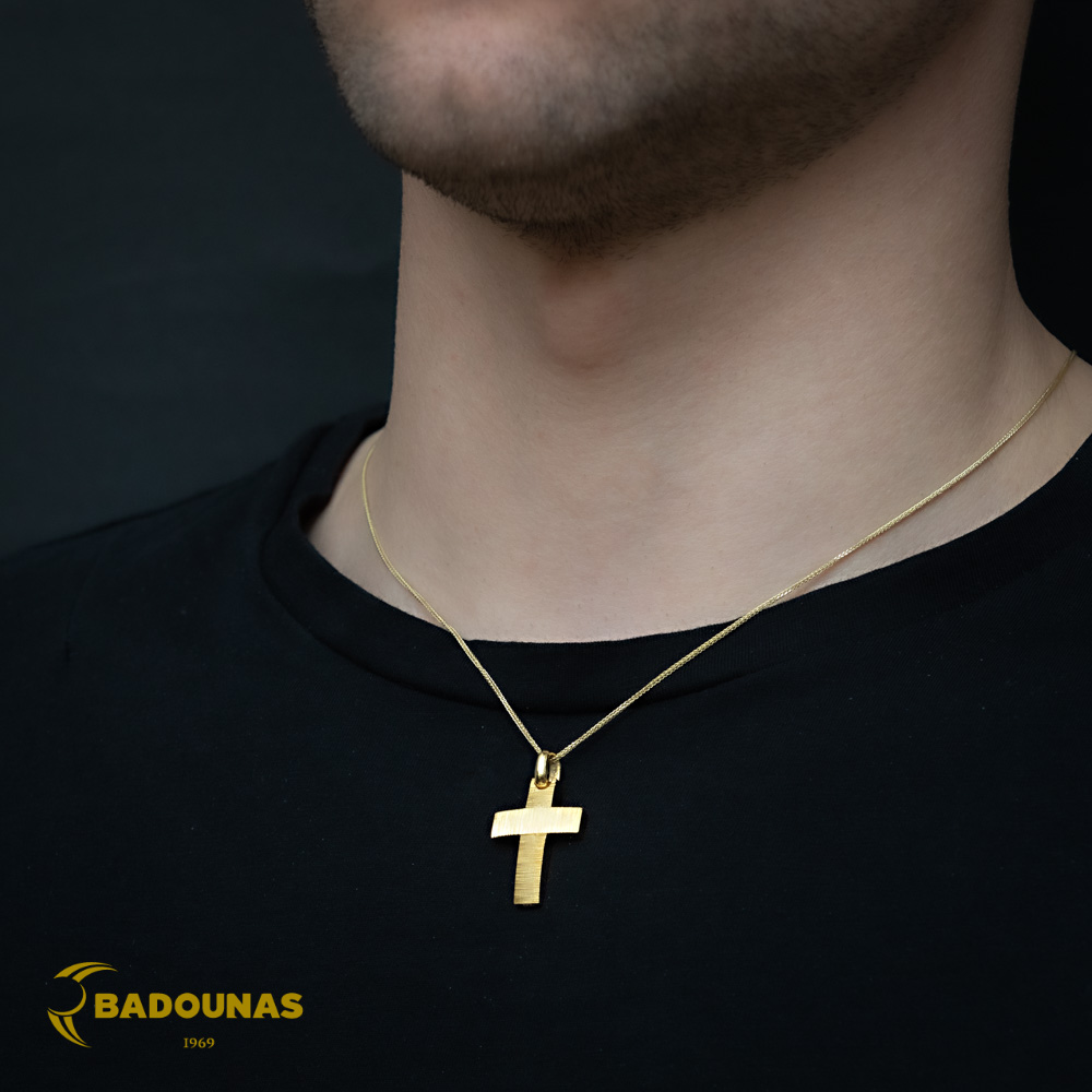 Αντρικός σταυρός Κίτρινος χρυσός K14 Aneli collection Κωδικός 005126 
