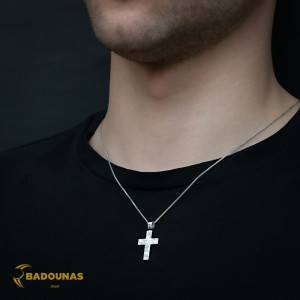 Αντρικός σταυρός Λευκός χρυσός K14 Aneli collection Κωδικός 005233