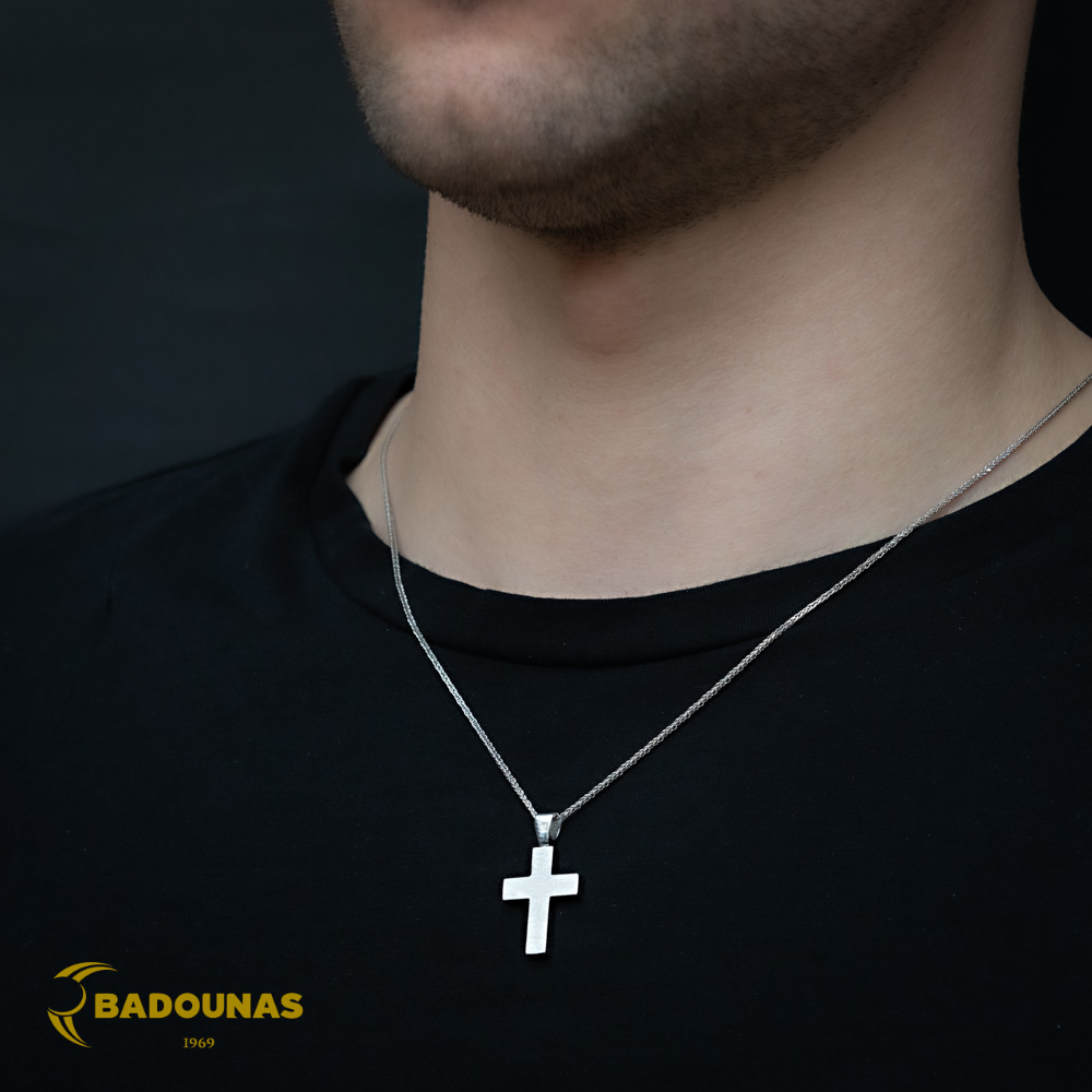 Αντρικός σταυρός Λευκός χρυσός K14 Aneli collection Κωδικός 005233