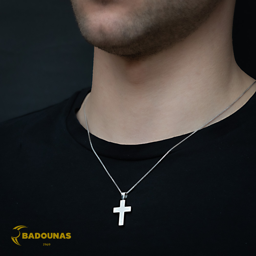 Αντρικός σταυρός Λευκός χρυσός K14 Aneli collection Κωδικός 005233