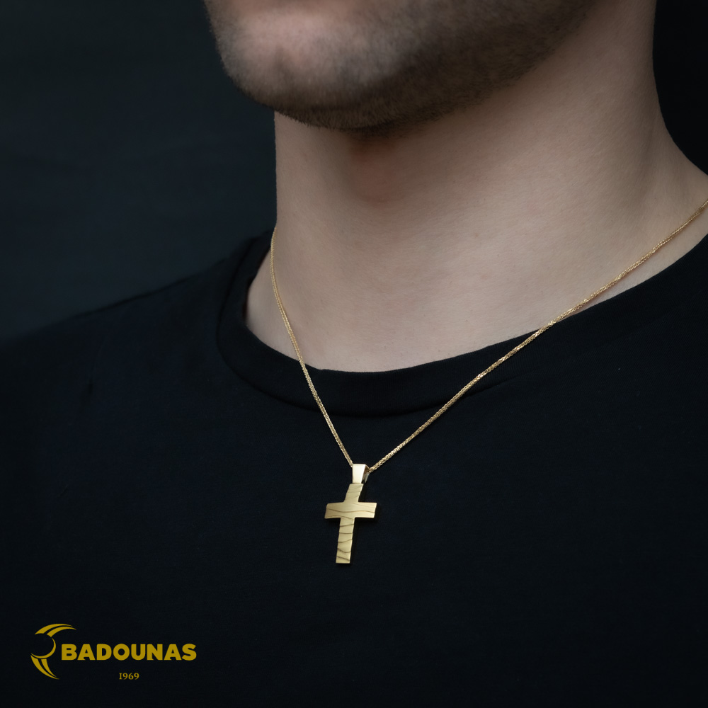 Αντρικός σταυρός Κίτρινος χρυσός K14 Κωδικός 005266