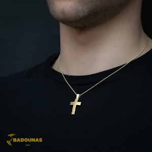 Αντρικός σταυρός Κίτρινος χρυσός K14 Κωδικός 005266