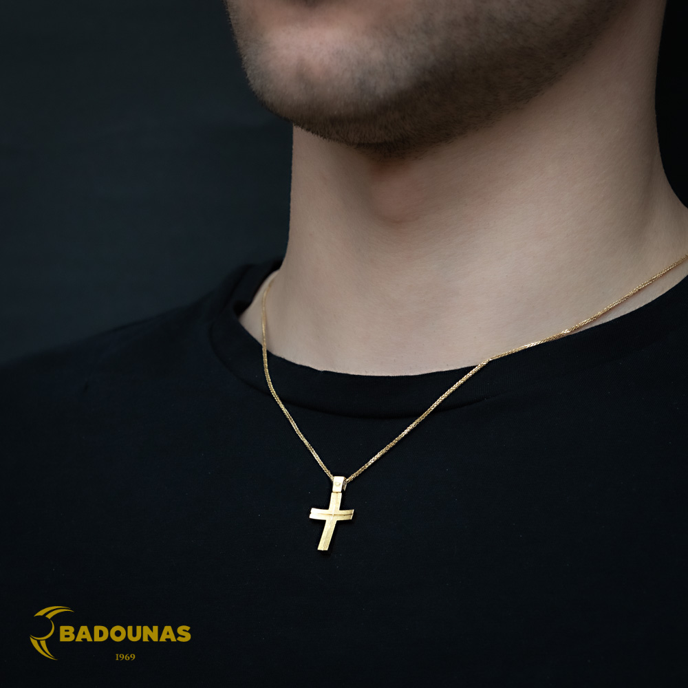 Αντρικός σταυρός Κίτρινος χρυσός K14 Κωδικός 005267 