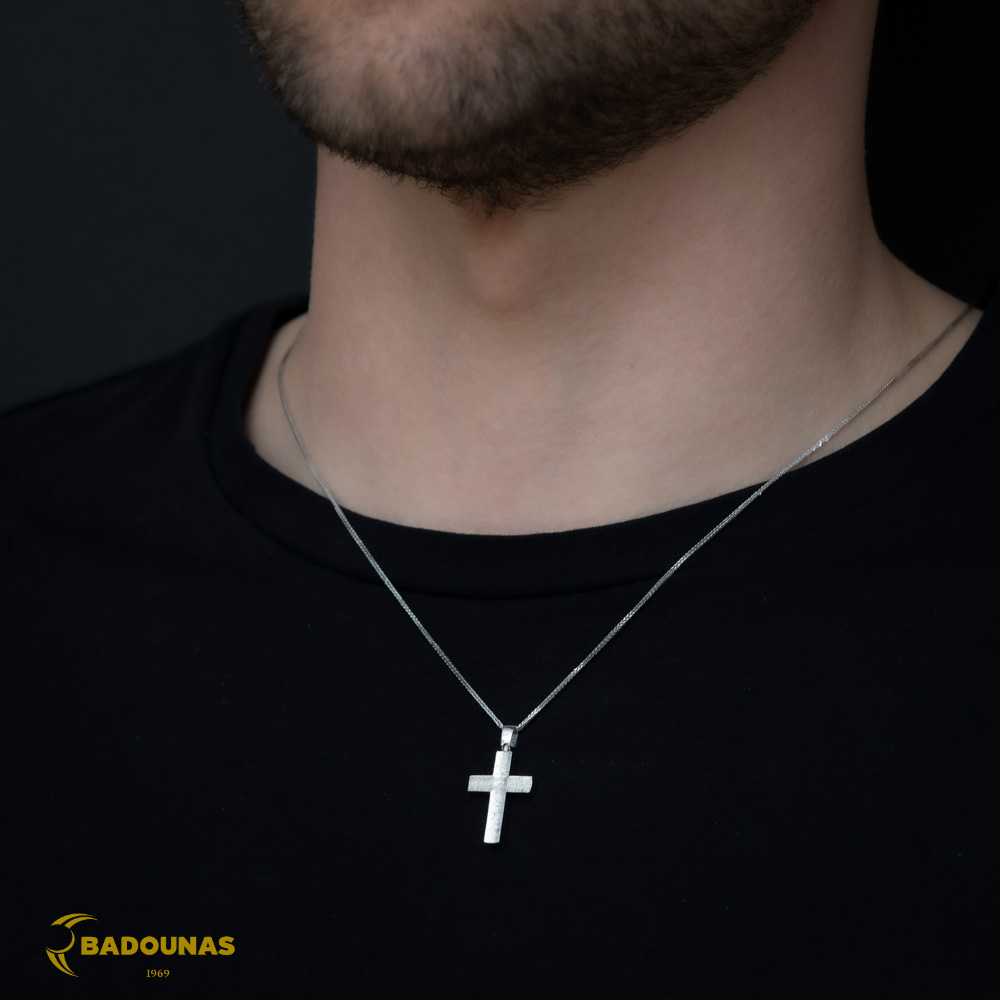 Αντρικός σταυρός Λευκός χρυσός K14 Aneli collection Κωδικός 005880 