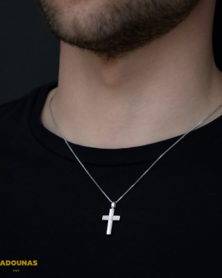 Αντρικός σταυρός Λευκός χρυσός K14 Aneli collection Κωδικός 005880 