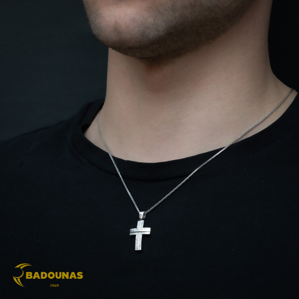 Αντρικός σταυρός Λευκός χρυσός K14 Aneli collection Κωδικός 005898