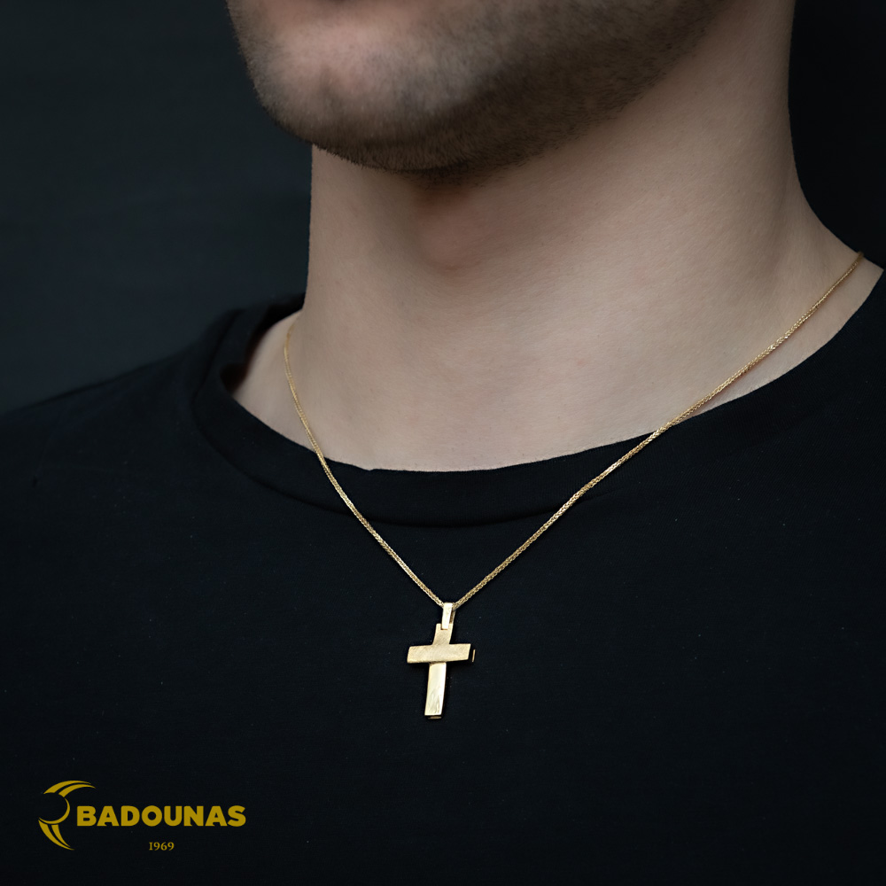 Αντρικός σταυρός Κίτρινος χρυσός K14 Aneli collection Κωδικός 005904 