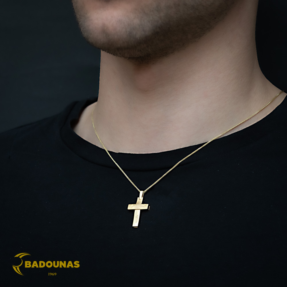 Αντρικός σταυρός Κίτρινος χρυσός K14 Aneli collection Κωδικός 005904 