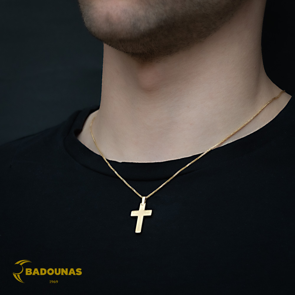 Αντρικός σταυρός Κίτρινος χρυσός K14 Aneli collection Κωδικός 005904 