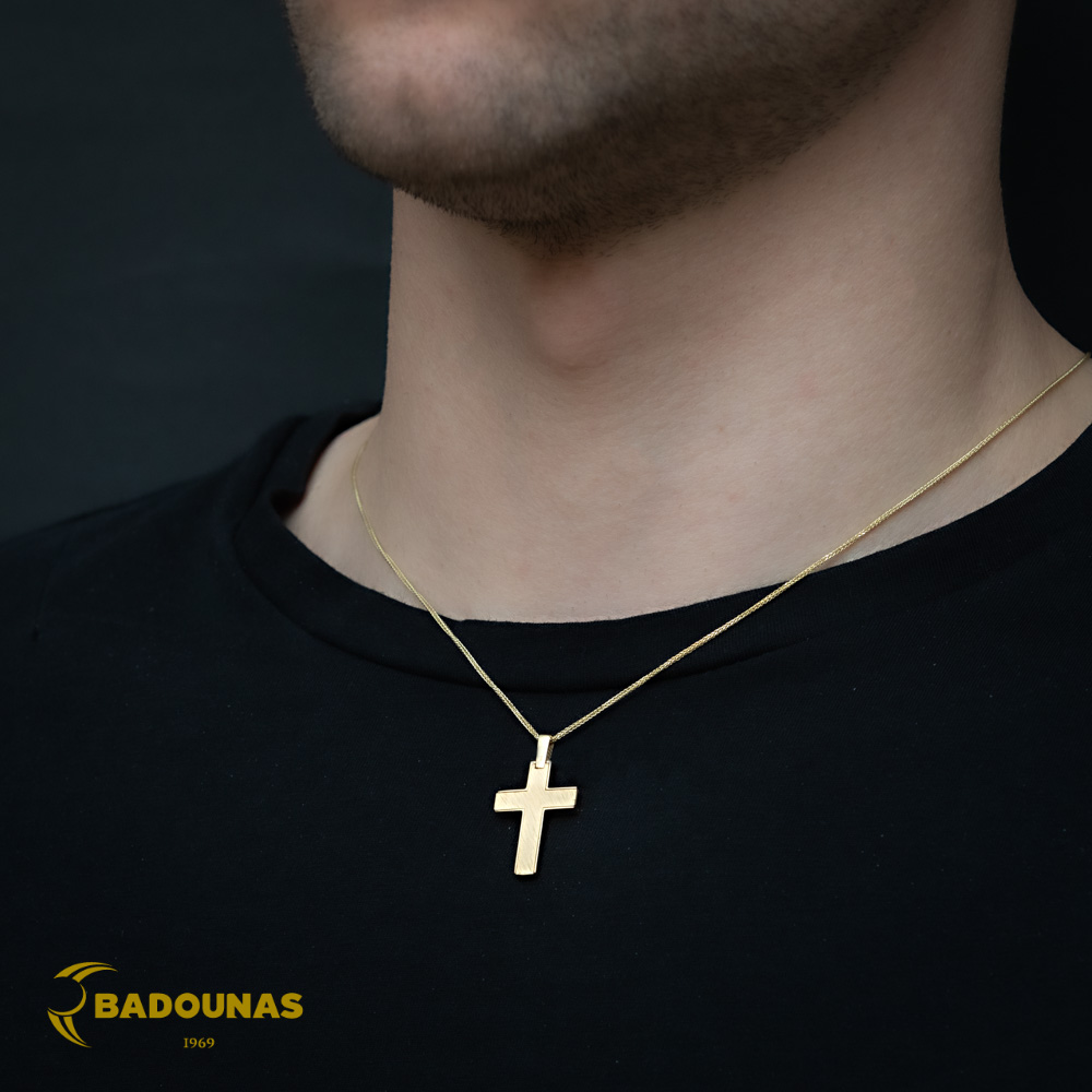 Αντρικός σταυρός Κίτρινος χρυσός K14 Aneli collection Κωδικός 005904 