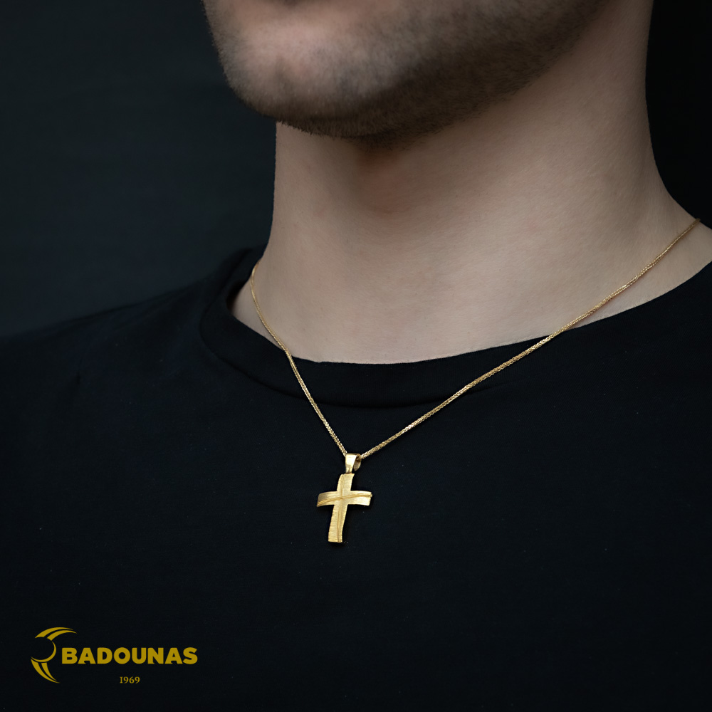 Αντρικός σταυρός Κίτρινος χρυσός K14 Aneli collection Κωδικός 005913