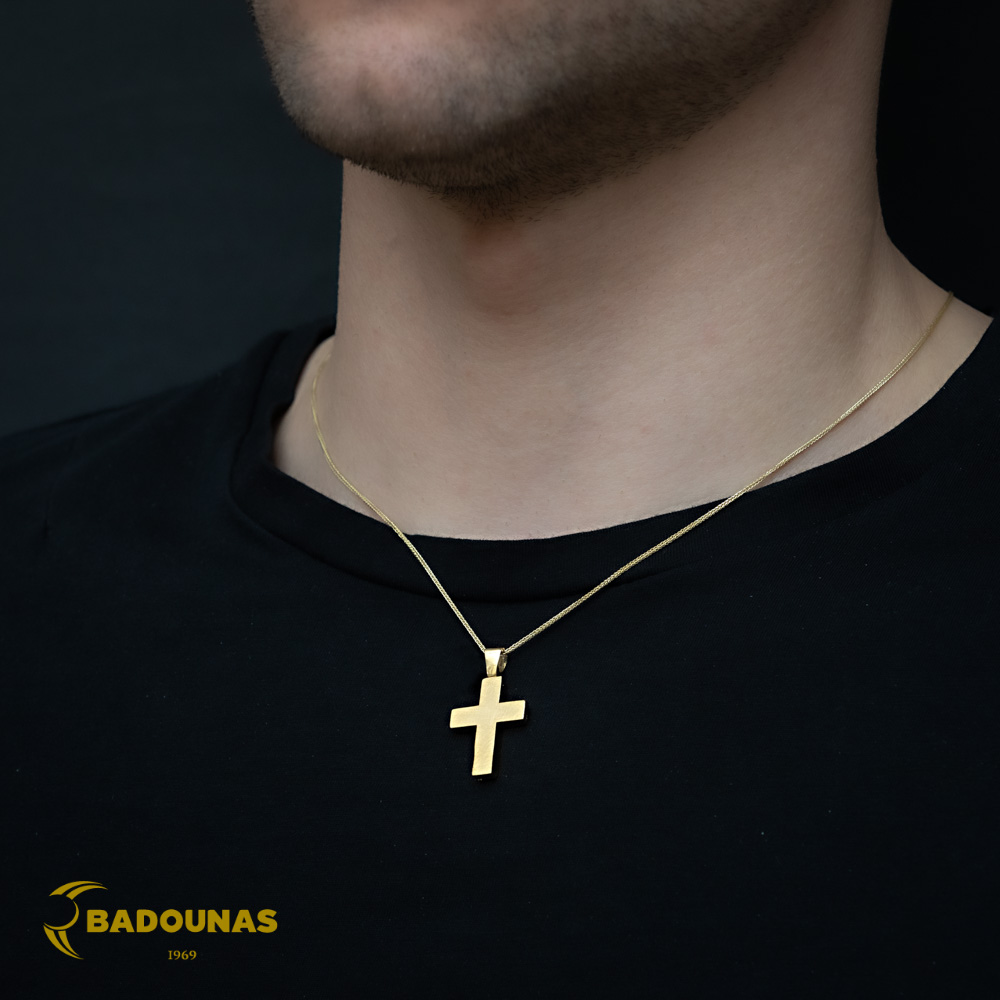 Αντρικός σταυρός Κίτρινος χρυσός K14 Aneli collection Κωδικός 005913