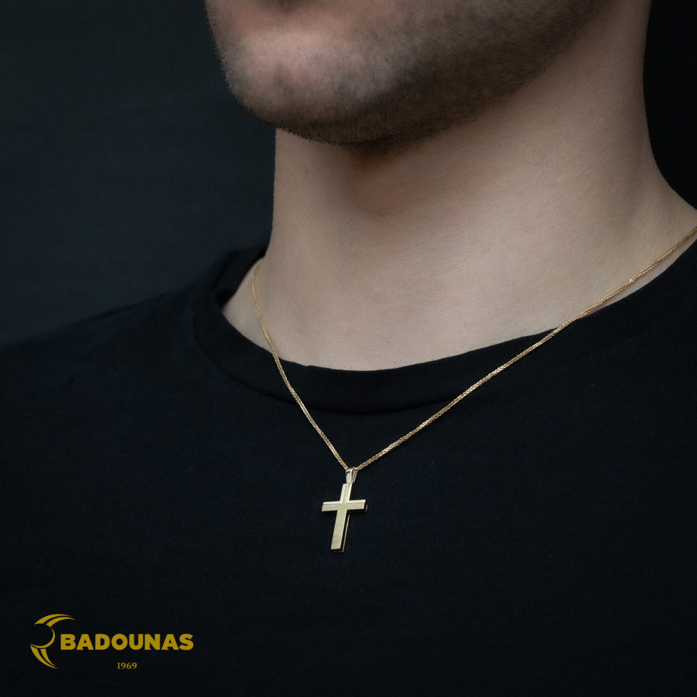 Αντρικός σταυρός Κίτρινος χρυσός Κ14 Κωδικός 007052