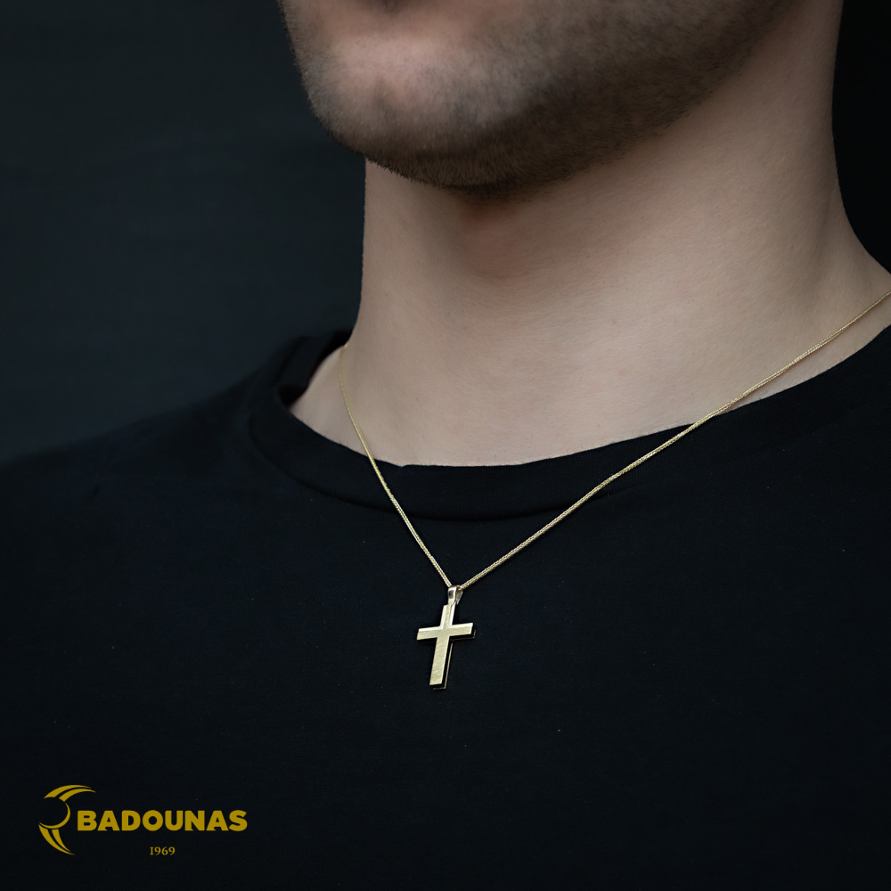 Αντρικός σταυρός Κίτρινος χρυσός Κ14 Κωδικός 007052