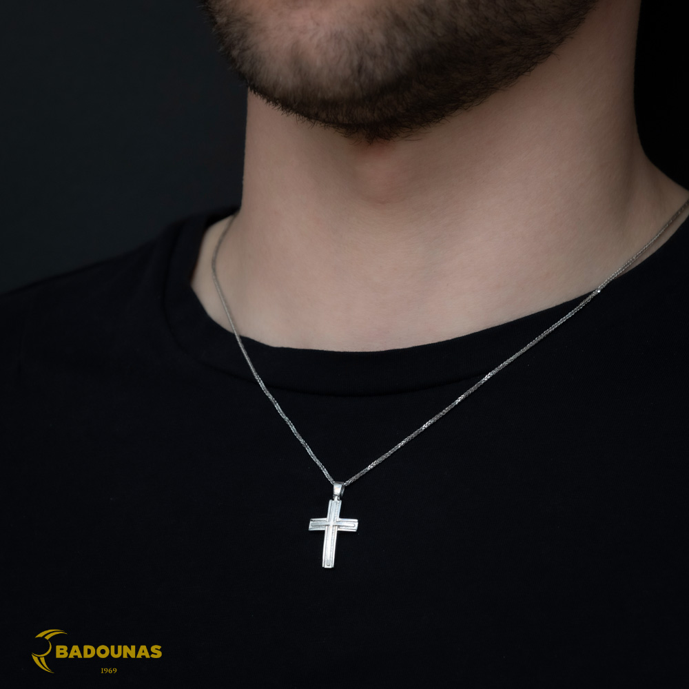 Αντρικός σταυρός Λευκός χρυσός K18 Aneli collection Κωδικός 007077