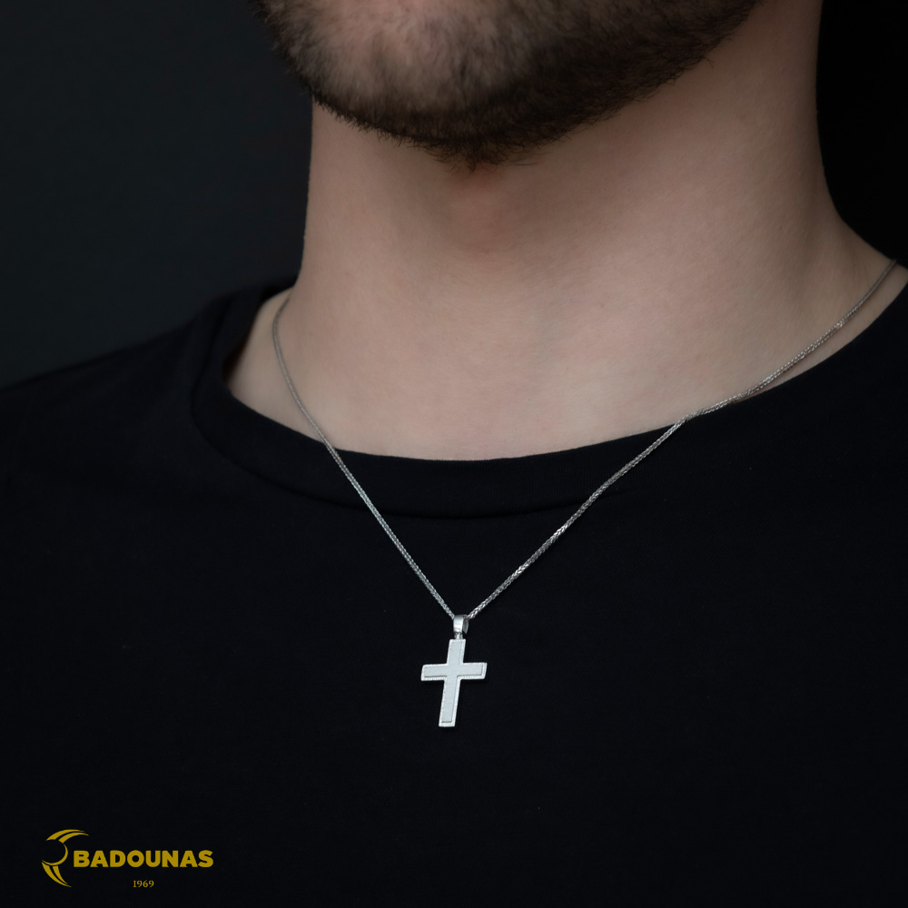 Αντρικός σταυρός Λευκός χρυσός K18 Aneli collection Κωδικός 007079