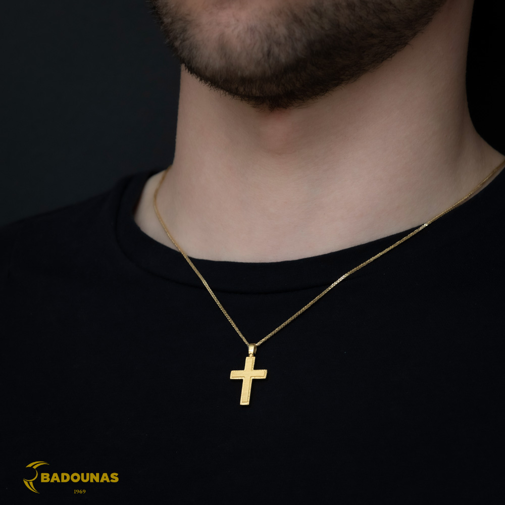 Αντρικός σταυρός Κίτρινος χρυσός K18 Aneli collection Κωδικός 007080
