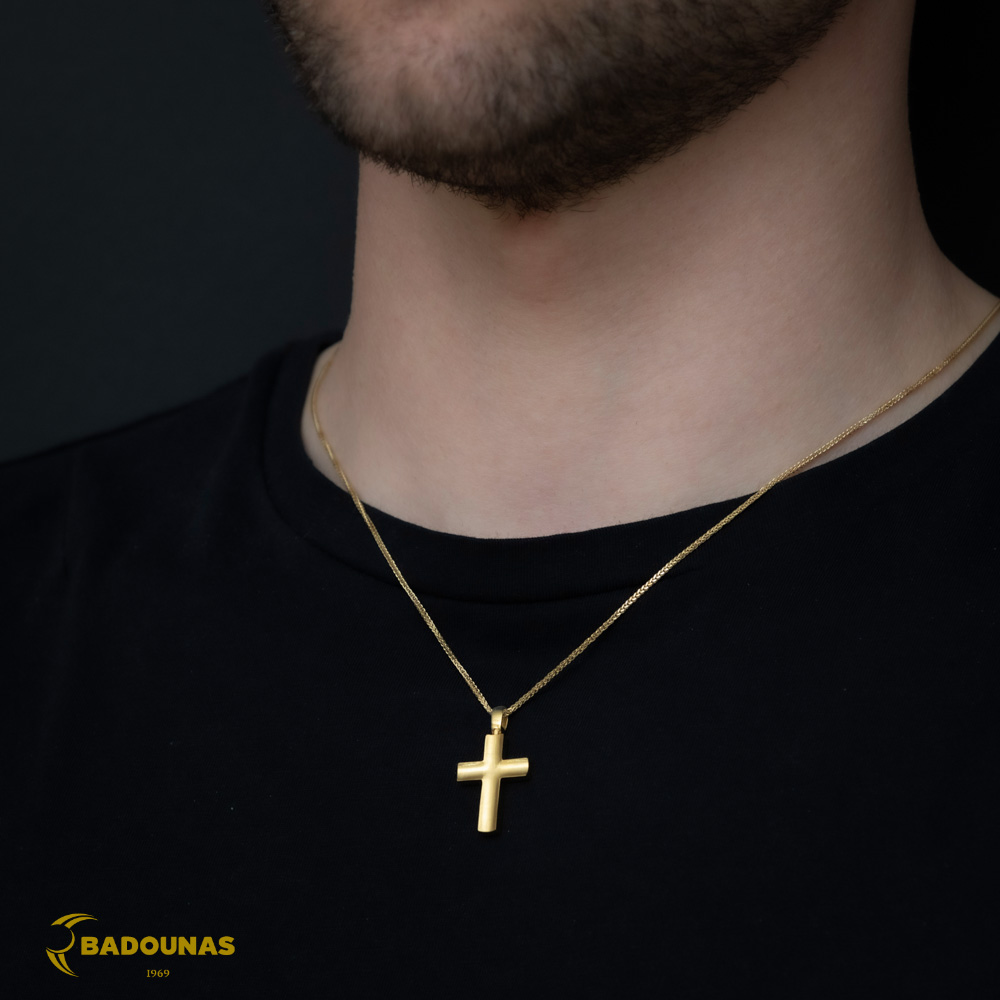 Αντρικός σταυρός Κίτρινος χρυσός K18 Aneli collection Κωδικός 007081