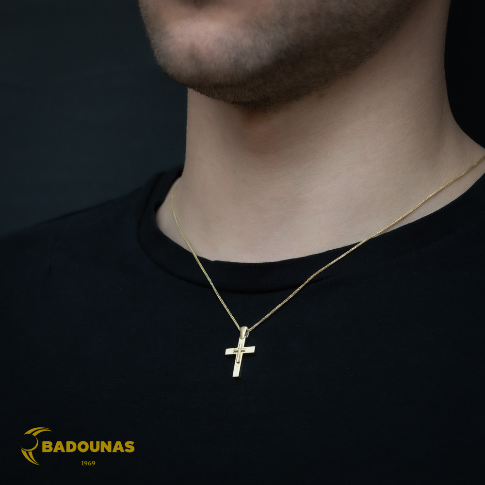 Αντρικός σταυρός Κίτρινος χρυσός K14 Κωδικός 008063