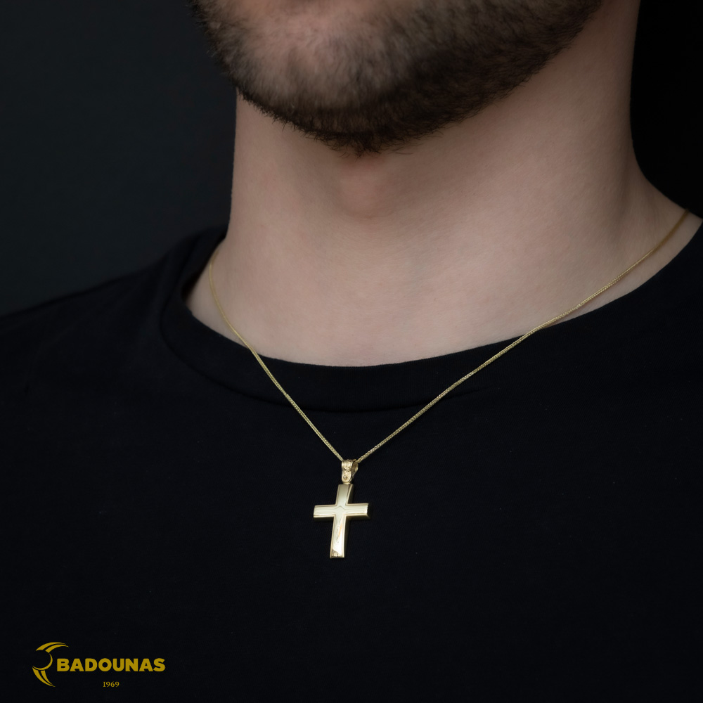 Αντρικός σταυρός Κίτρινος χρυσός K14 Aneli Collection Κωδικός 008367