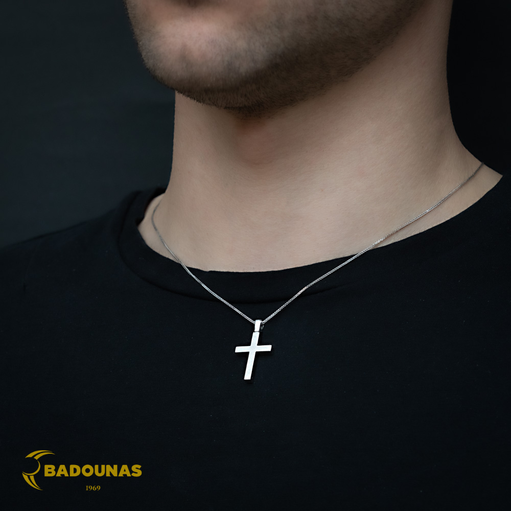 Αντρικός σταυρός  Λευκός χρυσός Κ14 Aneli collection Κωδικός 008628