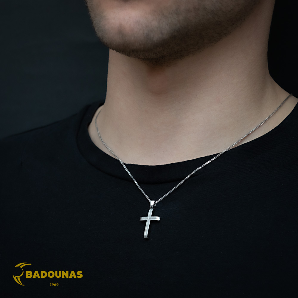Αντρικός σταυρός  Λευκός χρυσός K14 Aneli collection Κωδικός 008630