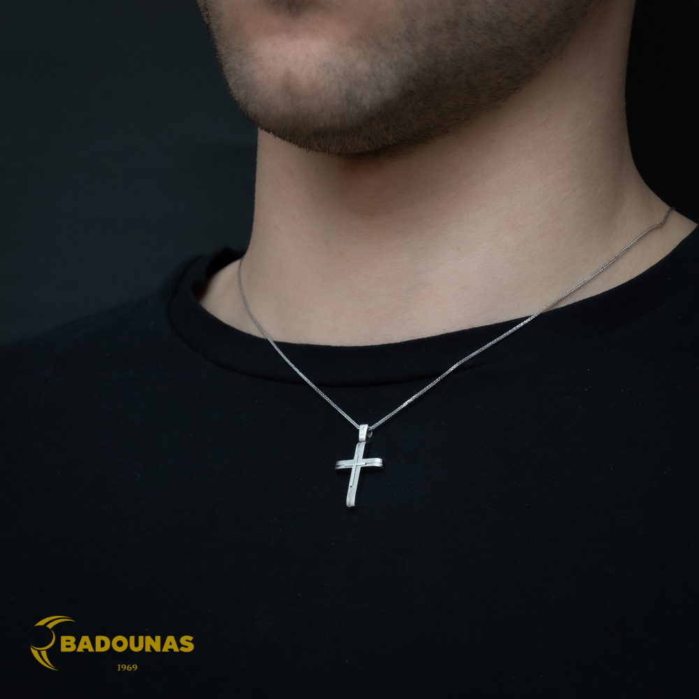 Αντρικός σταυρός Λευκός χρυσός K14 Aneli collection Κωδικός 008631