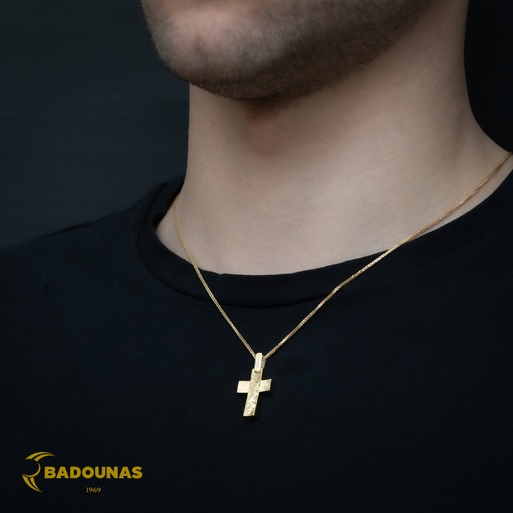 Αντρικός σταυρός Κίτρινος χρυσός K14 Aneli collection Κωδικός 008648