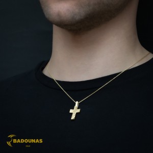 Αντρικός σταυρός Κίτρινος χρυσός K14 Aneli collection Κωδικός 008648