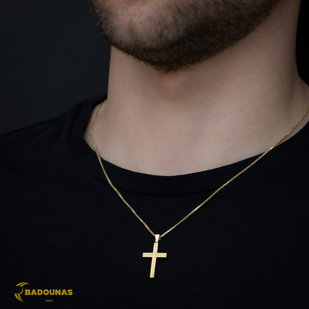Αντρικός σταυρός Aneli collection Κίτρινος χρυσός K14 Κωδικός 008649