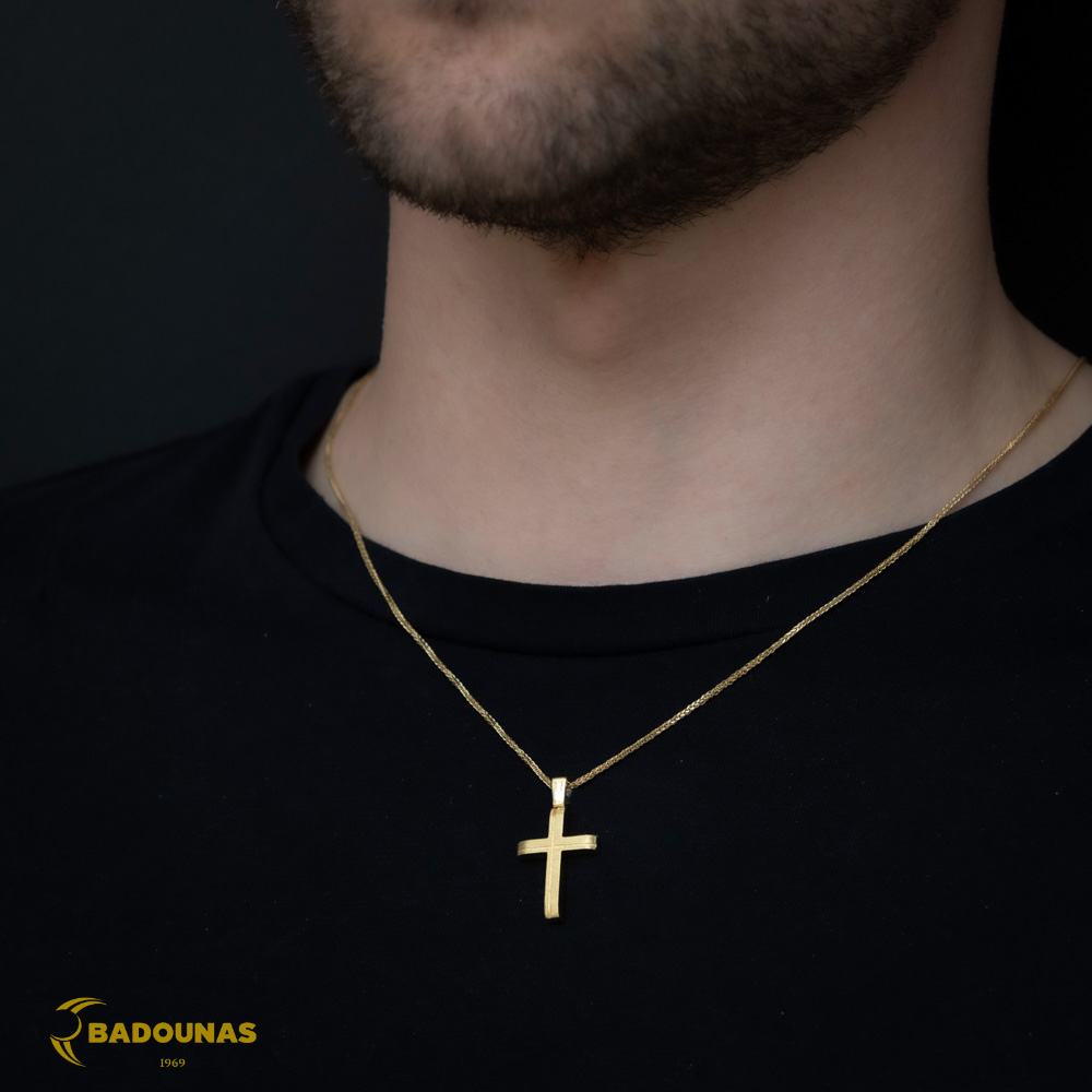 Αντρικός σταυρός Κίτρινος χρυσός K14 Aneli collection Κωδικός 008650
