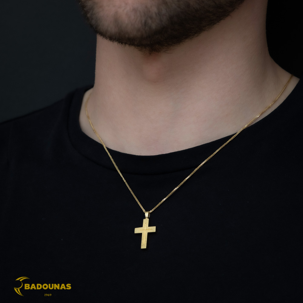 Αντρικός σταυρός Κίτρινος χρυσός K18 Aneli collection Κωδικός 008653