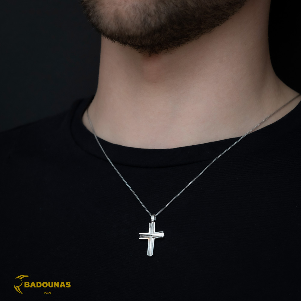 Αντρικός σταυρός Λευκός χρυσός K14 Aneli collection Κωδικός 012509