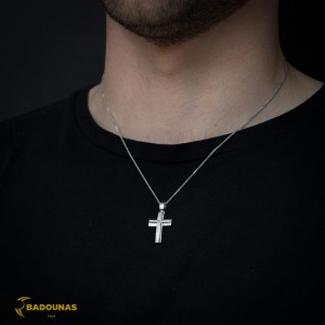 Αντρικός σταυρός Λευκός χρυσός K14 Κωδικός 010701