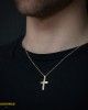 Αντρικός σταυρός Κίτρινος και λευκός χρυσός K14 Κωδικός 012178