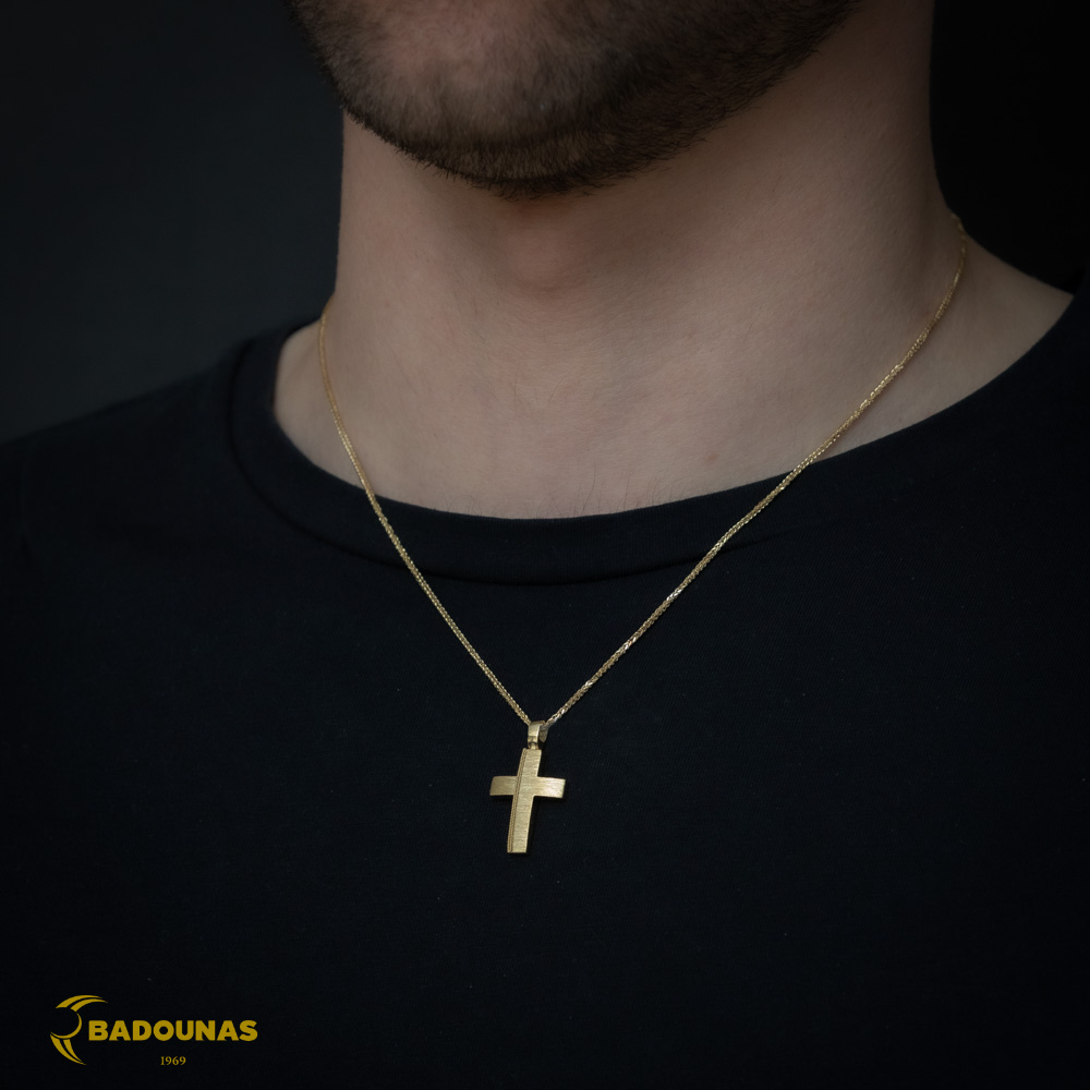Αντρικός σταυρός Κίτρινος χρυσός K14 Κωδικός 012367