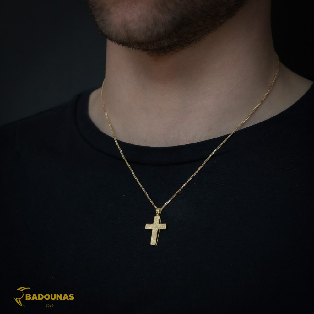 Αντρικός σταυρός Κίτρινος χρυσός K14 Κωδικός 012367